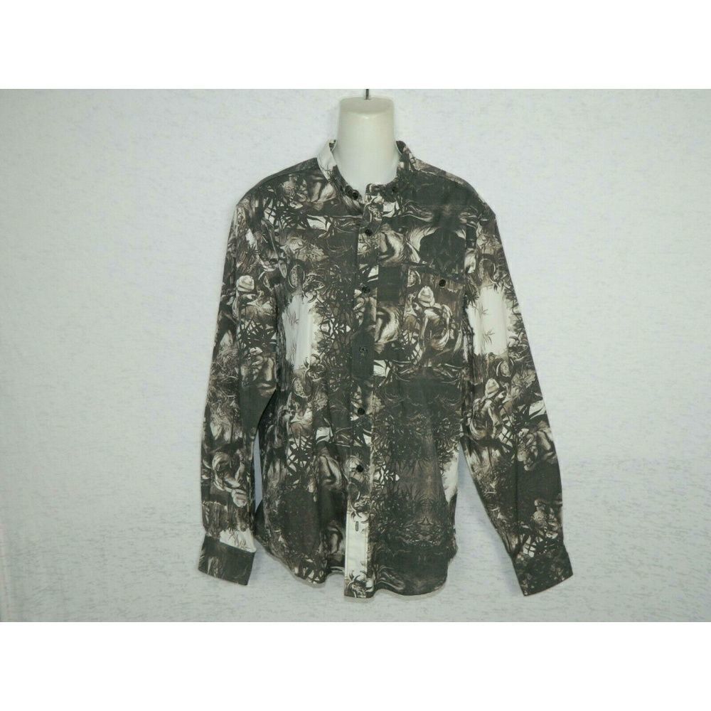 Black Scale‎ Shirt BlackSize Medium tBrown Button Up Long Sleeve Streetwear